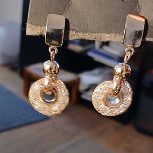 Gold Tone Drop Disc Earrings - Elegant Women’s Jewelry